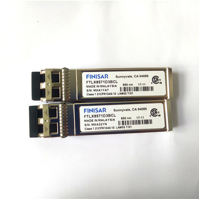 FTLX8571D3BCL 850nm मल्टीमोड डेटाकॉम ऑप्टिकल मॉड्यूल Finisar 10G SFP+ 10GBASE-SR/SW 10G ईथरनेट के लिए
